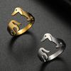 Teamer Cute Sausage Dog Adjustable Stainless Steel Ring Gold Color Lovely Animal Open Finger Ring for Women Couple Jewelry Gifts