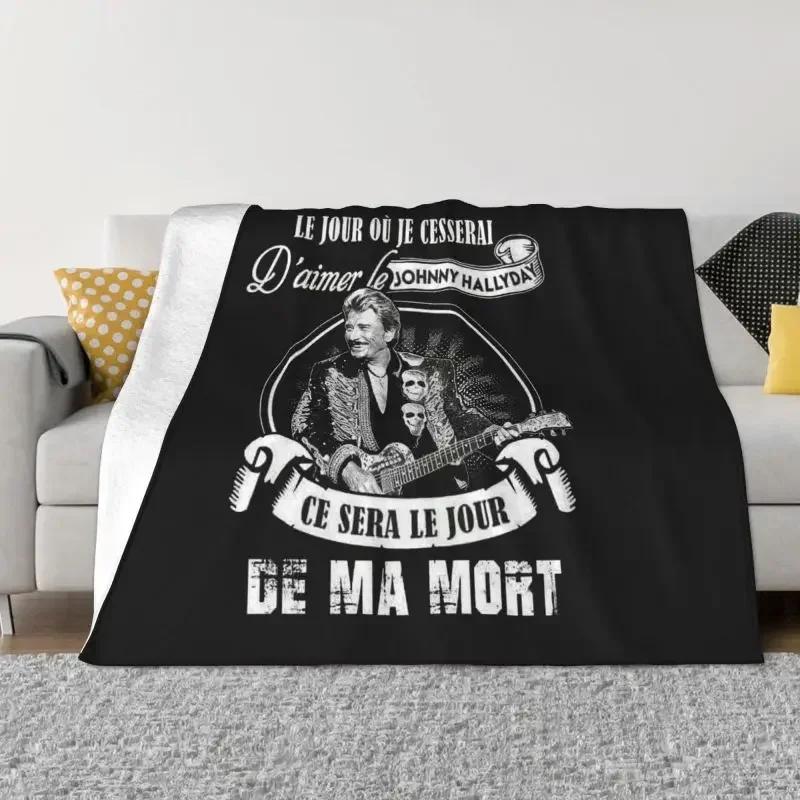 Johnny Hallyday Decken, warmer Flanell, französischer Sänger, Überwurf, Decke für Sofa, Büro, Tagesdecken