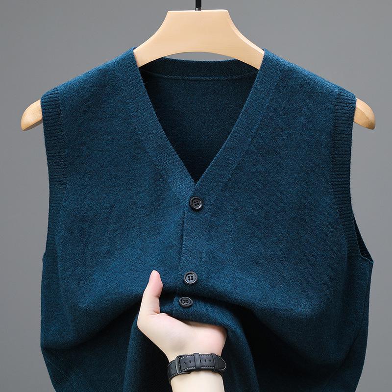 Men's Autumn Knit Cardigan Vest - Warm & Sleeveless
