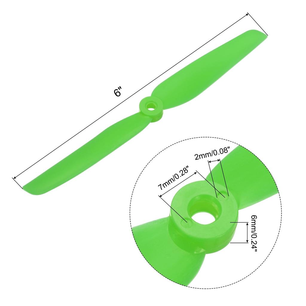 uxcell 10-Piece Set of 6x3" 2-Blade RC Propellers, Green, with Washers, for RC Aircraft and Quadcopter Main Rotors