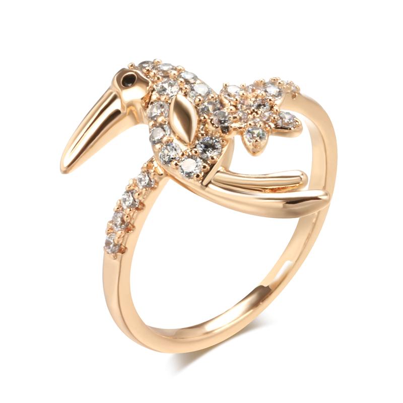 

Luxury Rose Gold Ethnic Bride Wedding Ring Natural Zircon Women Bird Rings Trend Daily Vintage Animal Jewelry 10