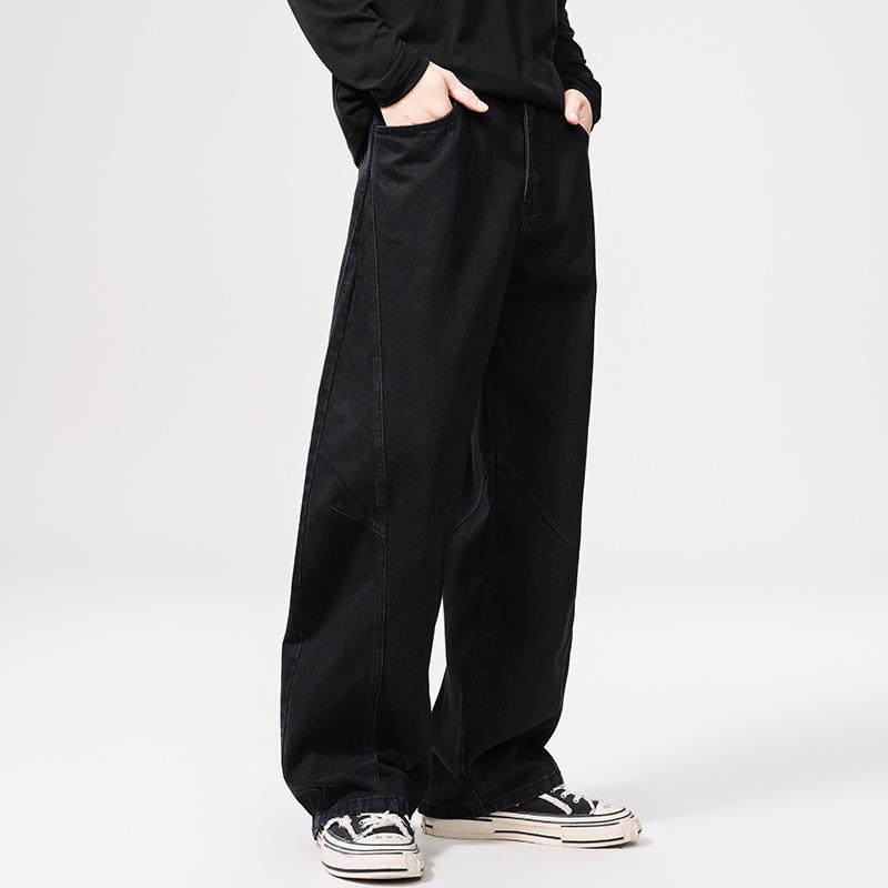 Schwarze High Street Hip-Hop Jeans Herren Amerikanische Lockere Gerade Säbel Weitbeinige Hosen