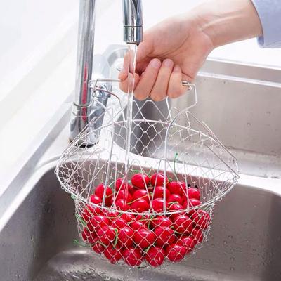 Cesto per Insalata Pieghevole Yousheng Acciaio Inossidabile Filtro per Cibo Fritto da Cucina Cesto Filtro Olio Antiruggine per Frutta Patatine Fritte Verdure