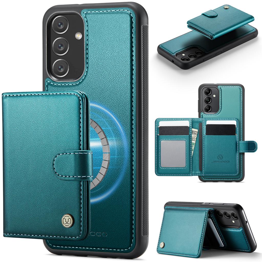 For Samsung Galaxy A34 5G Case JEEHOOD J09 RFID Blocking Card Holder Leather Back Phone Cover Magnetic Case
