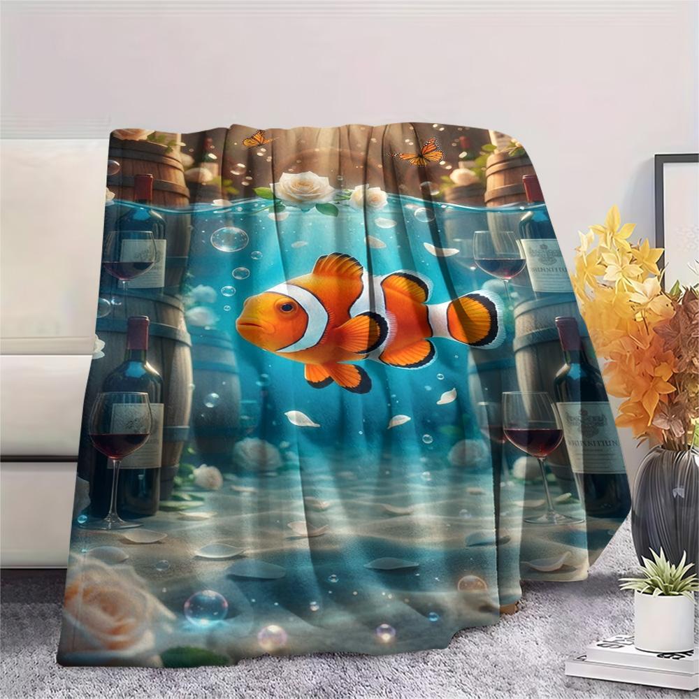 1PC Art Print Decor Print FlAannel Blanket, High quality Comfortable for All Seasons, Home Decor, Warmth and Comfort