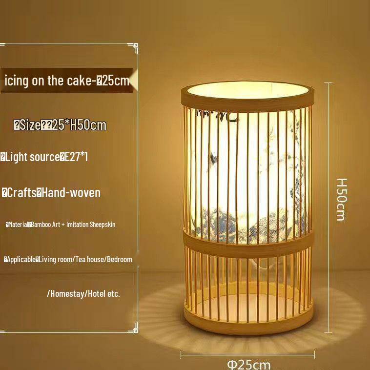 Chinese Zen Bamboo Weaving Table Lamp for Tea Room and Living Spaces