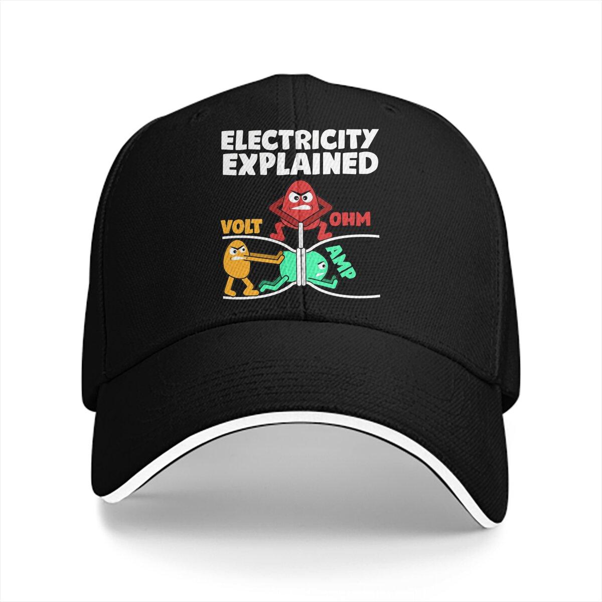 

Смешной дизайн электрика объясняет бейсболки кепки с козырьком электротехника электричество шляпы от солнца для мужчин женщин 22-23in/55-59cm