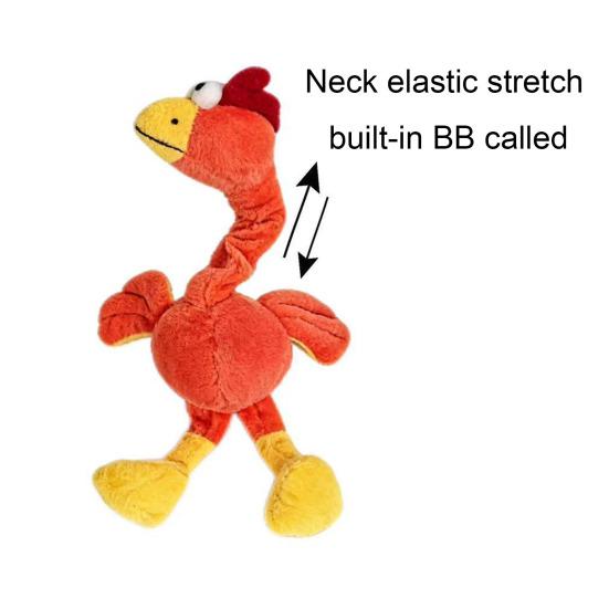 Plush Squeaky Dog Toy Long Neck Bird Dog Chew Toy Soft Stuffed Rooster Puppy Teething Toy for Dogs Interactive Play Tug-of-War