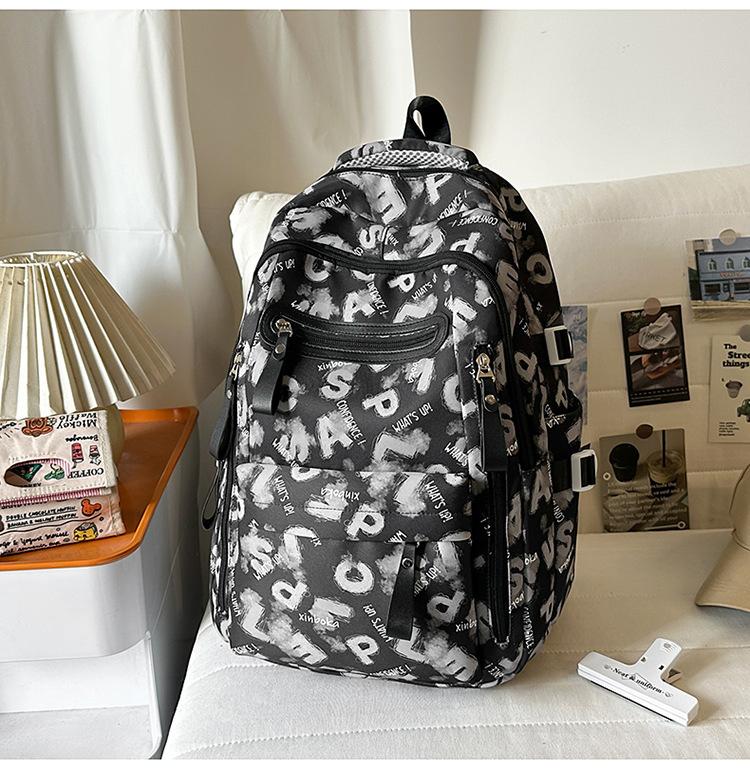 Schoolbag Letter-printed Large-capacity Backpack for Girls, Fifth and Sixth Graders, Junior High, High School, and College Students