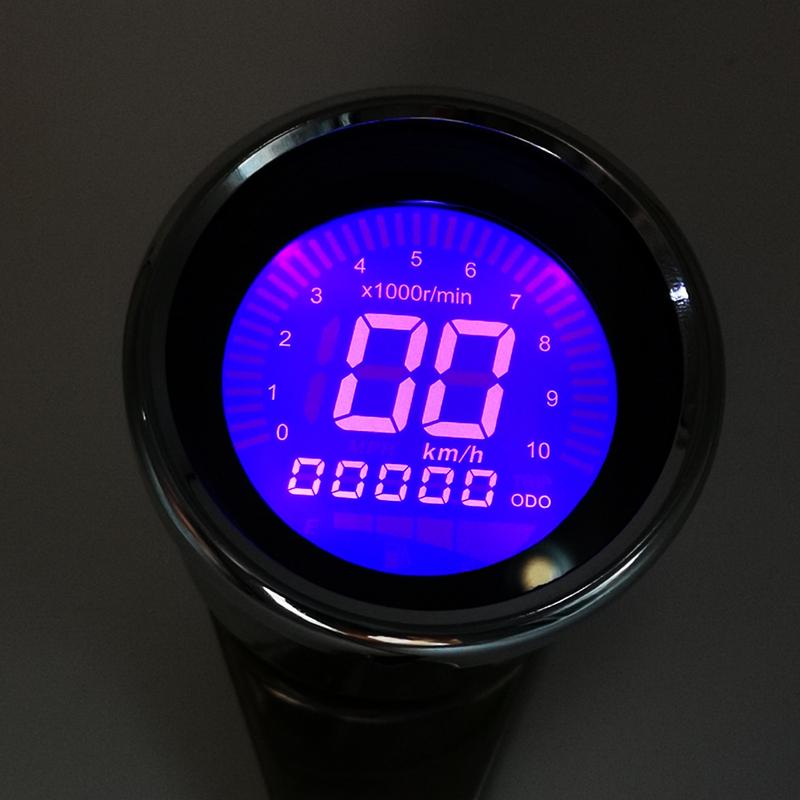 Digital 12V Universal Digital Motorcycle Speedometer Odometer Tachometer Gauge fuel meter LED Indicator