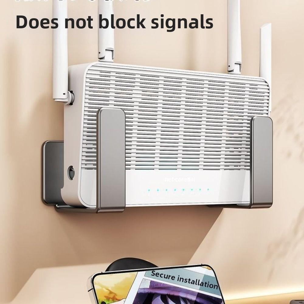 Wall Mount Router Power Strip Holder No Drill Multifunctional Wifi Placement Rack Carbon Steel Space Saving Wall Support Bracket