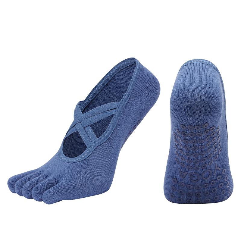 New Women Anti Slip Pilates Socks Five Toe Silicone Non-Slip Yoga Sock Bandage Ballet Dance Ladies Fitness Sports Cotton Sock