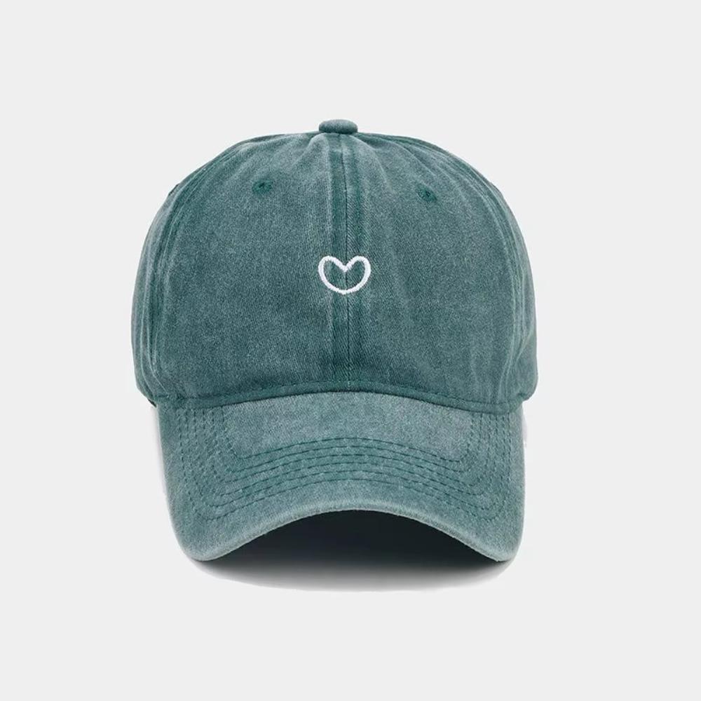 Retro Embroidered Heart Baseball Cap Thin Washed Cotton Baseball Cap Sun Hat Summer зелёный