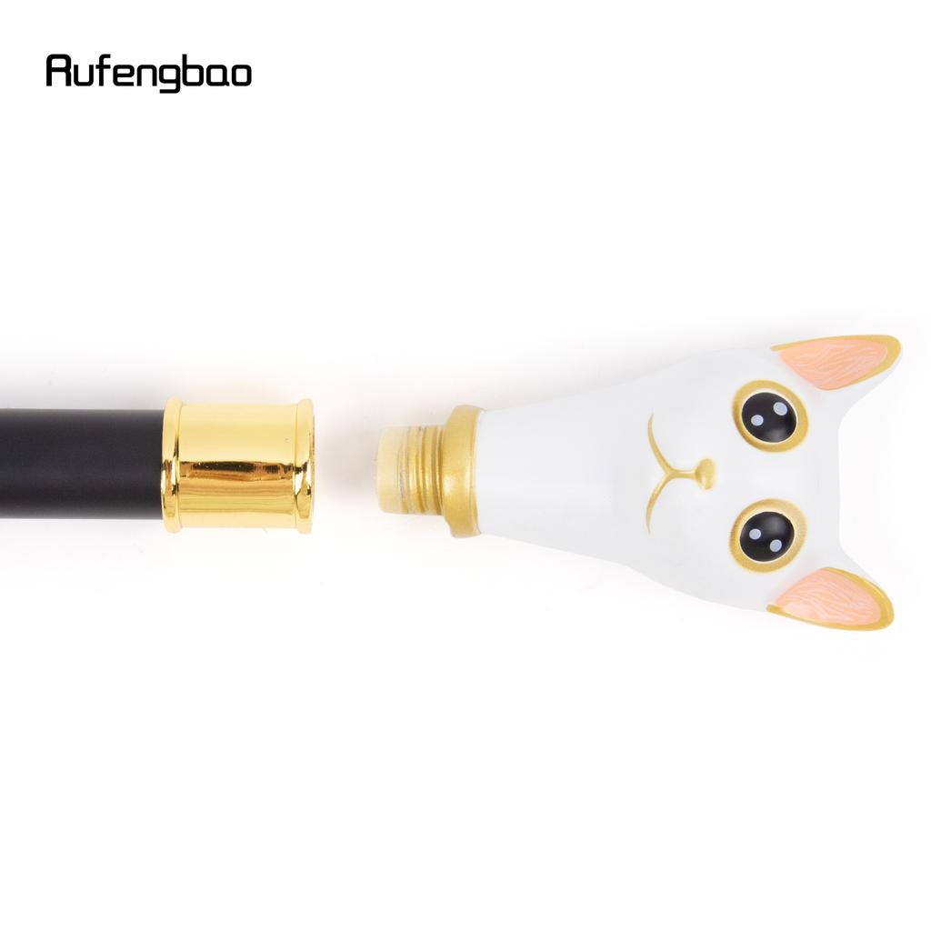 Bastone da passeggio con pomello pastorale da gentiluomo, gatto dorato bianco, gattino, bastone da passeggio alla moda, bastone da passeggio da gentiluomo, 93 cm