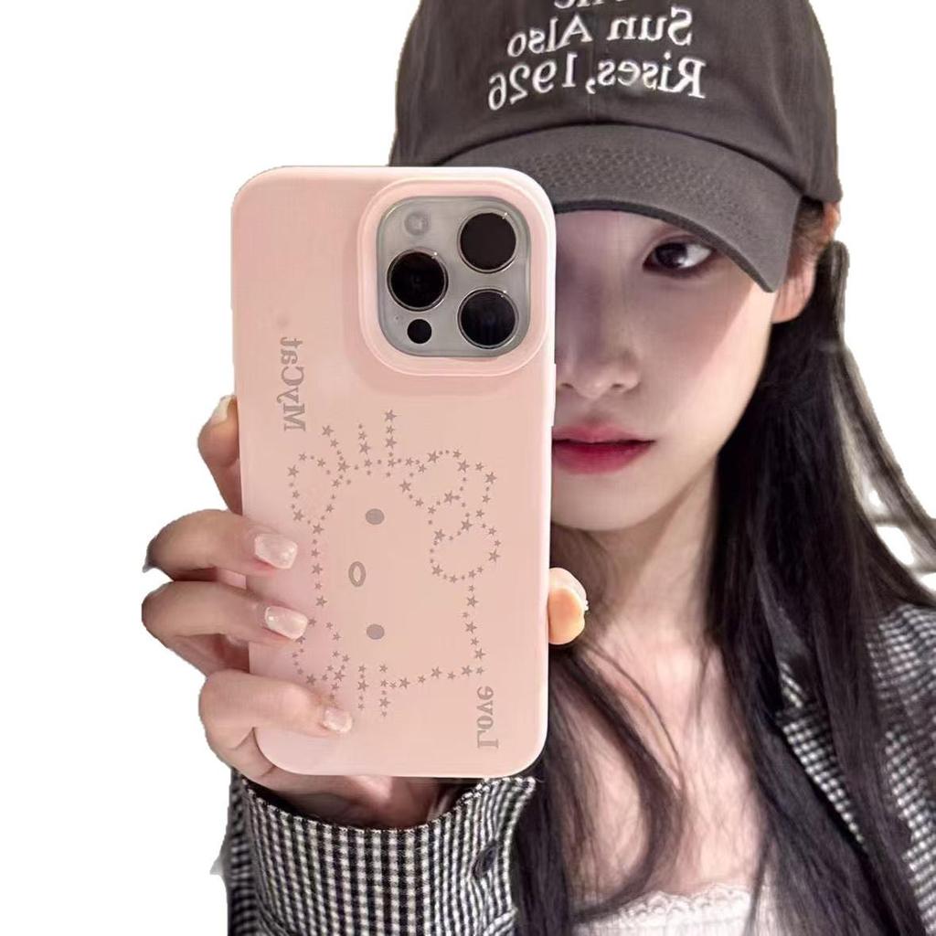 Star Lines Hello Kitty Case for iPhone 17 Pro Max/16/15 Pro/14 Plus - Cute & Durable Glutinous Rice Shell Design