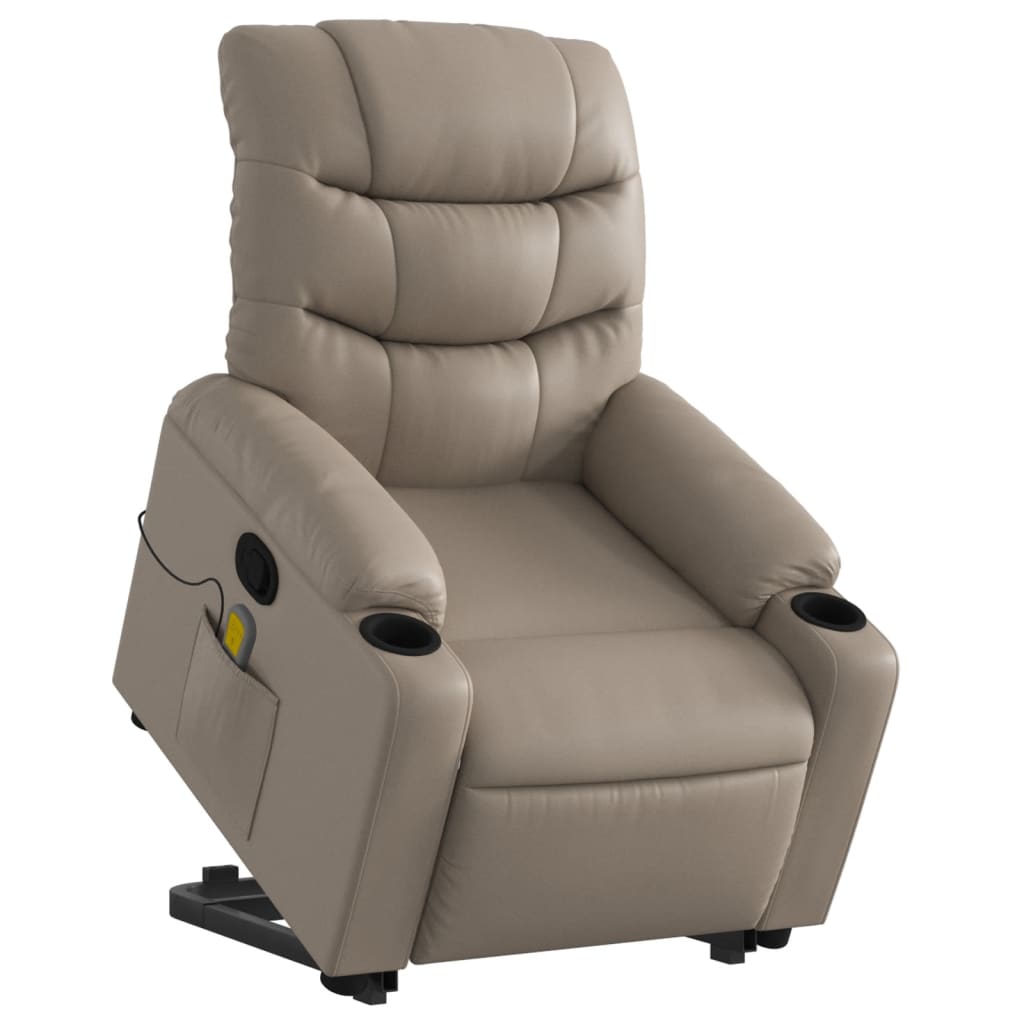 Massage Chair with Rising Function Cappuccino Brown Faux Leather