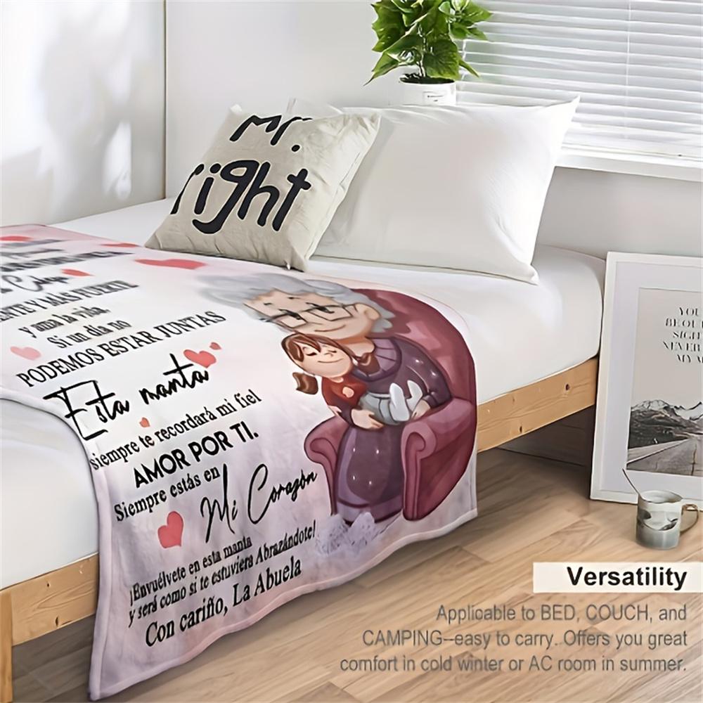 Coperta per Nipote da Nonna Spagnola - Messaggio Affettuoso dell'Abuela con Illustrazione della Nipote per Abbracci Accoglienti e Calore