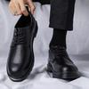 Casual Men's Leather Shoes Minimalist and Versatile Style Office Dress Party Plus Size Thick Soled Shoes Black and White