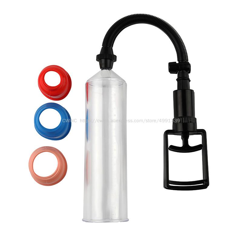 CW0252 Male Penis Pump Enlarger Vacuum Pump Extender Large with Extra Sleeves Sex Toys for