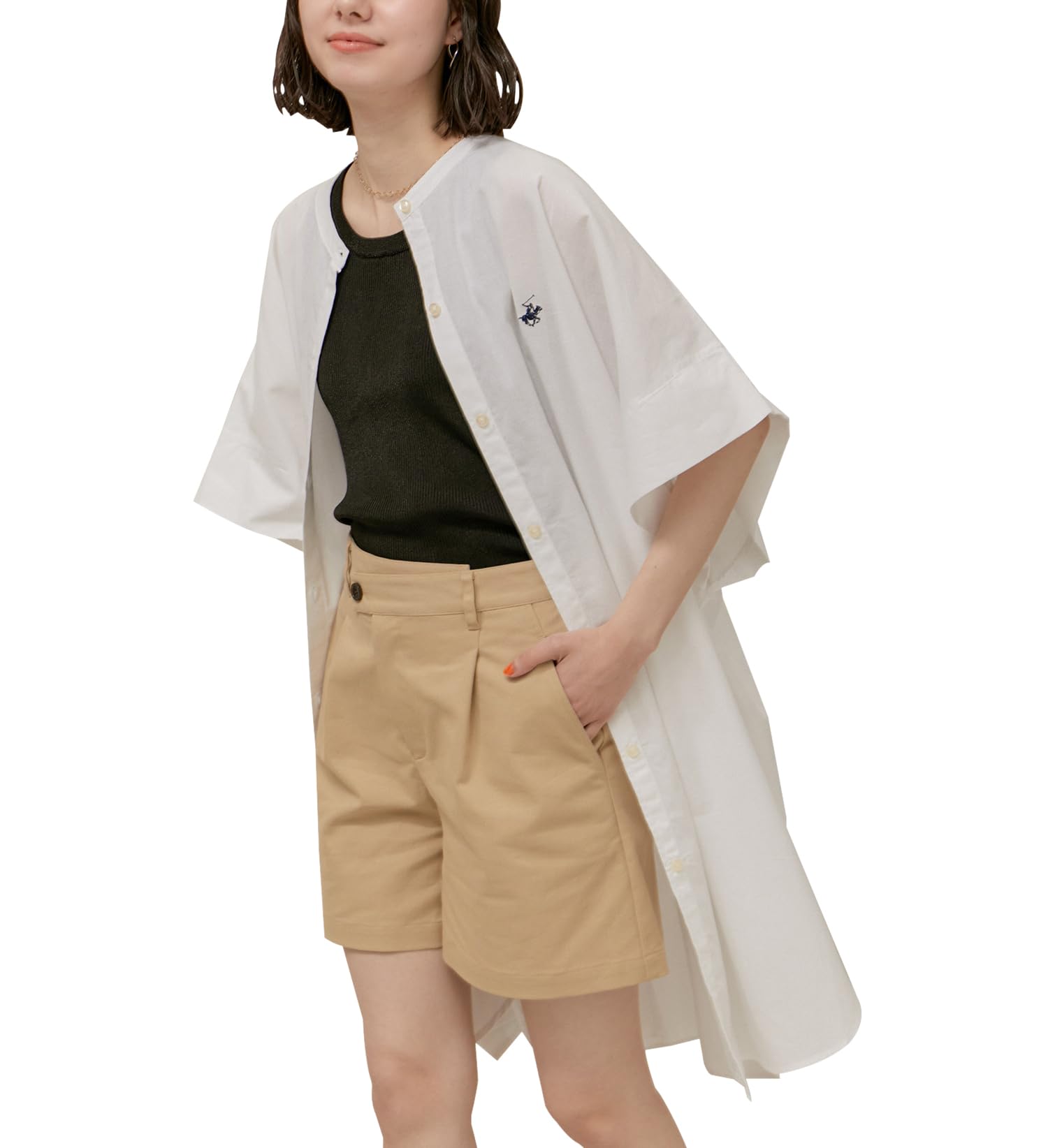 

ROPE PICNIC BEVERLY HILLS POLO CLUB Band Collar White Women s Shirt, (10)