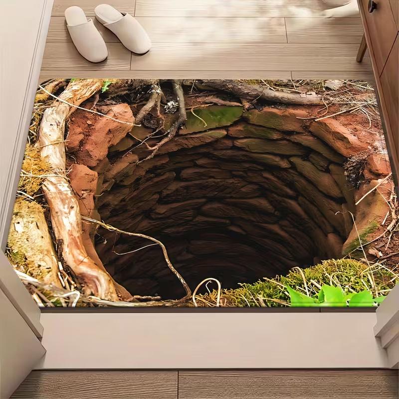 

3D Optical Illusion Endless Abyss Non-Slip Door Mat Machine Washable for Bathroom Bedroom Camping Yoga Durable Floor Mat 30x50cm