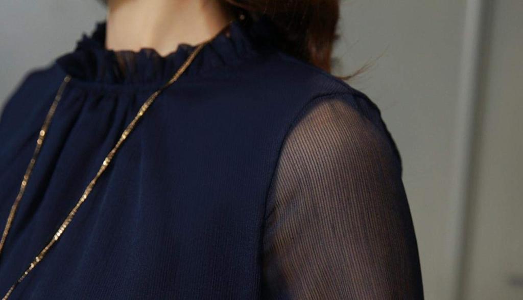 Sheer Long Sleeve Chiffon Ruffle Solid Sizes ORANGECODE Women's Blouse, Color, Formal, M-3XL (Green, XL)