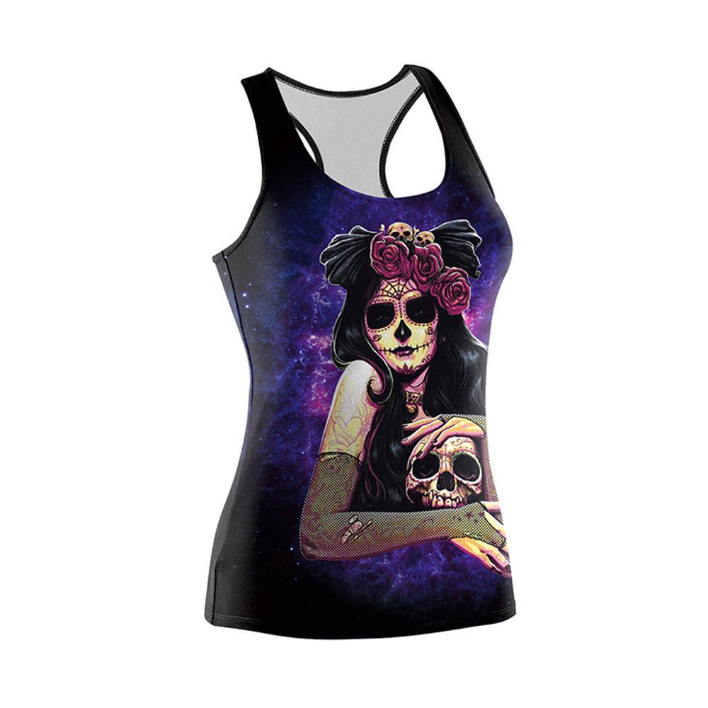 Summer Halloween Ghost Vest Printed Halloween Skull Vest Fashion Women's Clothing