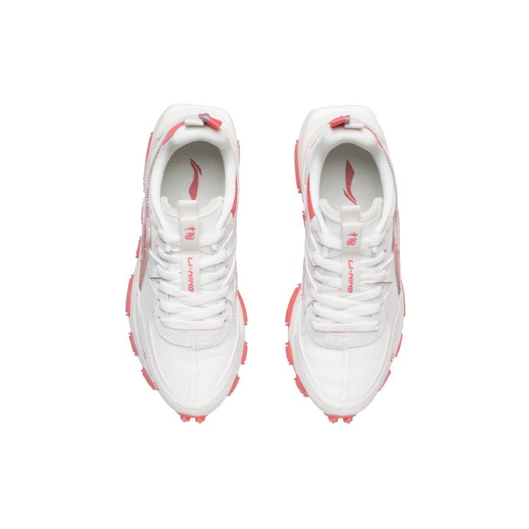 New LiNing Cushioning Low Top Running Shoes Women's White Red AGCR286-2