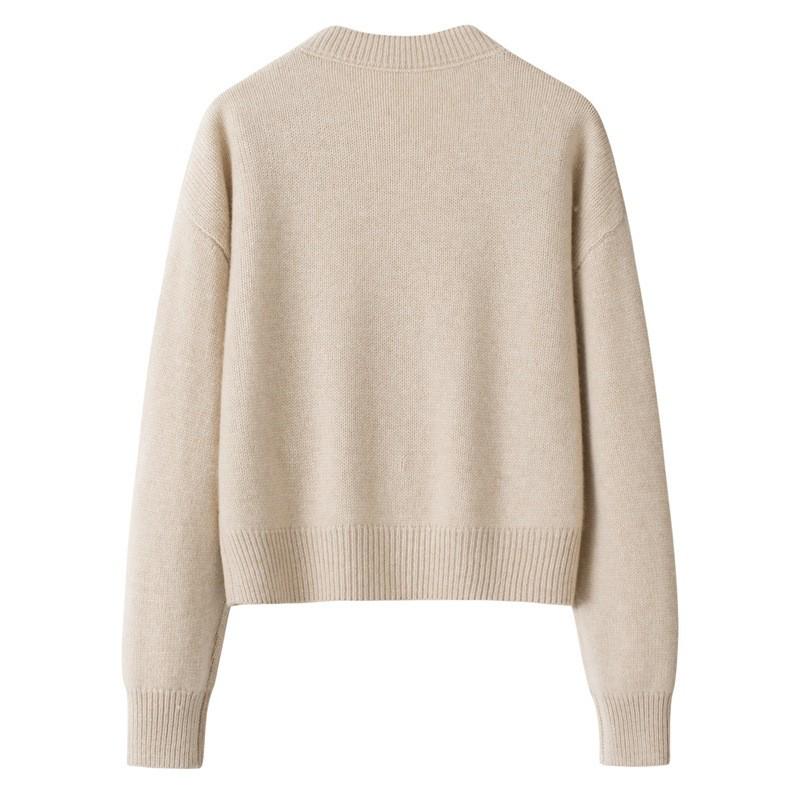 Women's Embroidered V-Neck Cashmere Cardigan - Trendy Autumn/Winter Style, Thick Knitted Outerwear