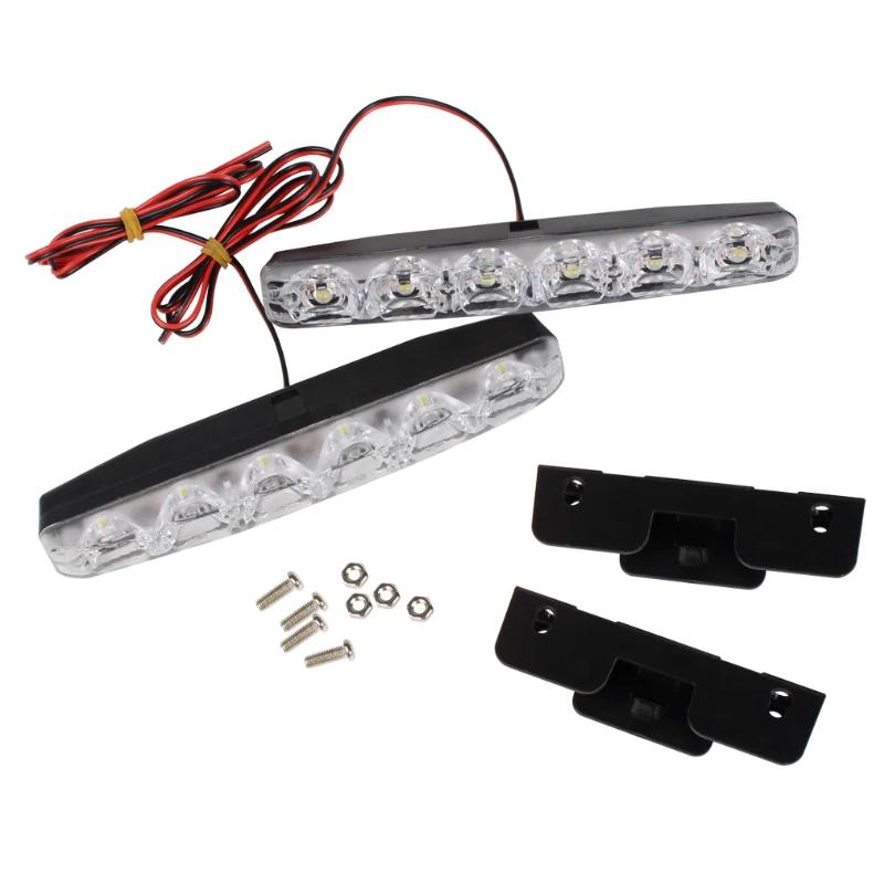 1/2/3PCS  Car 6 LED Daytime Running Lights Waterproof Car Modification Universal Running Lights Fog Lights Car Accessories
