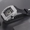 European and American Personality Full of Diamond Barrel Type Silica Gel Strap Quartz Men's Watch