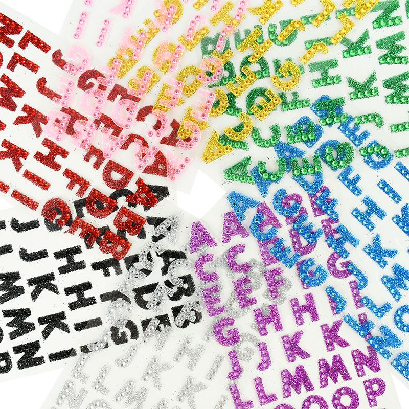 1Pcs Glitter A-Z Alphabet Letters Sticker Scrapbooking Stationery School Supplies Black/Gold/Silver/Red/Blue/Pink/Purple/Green
