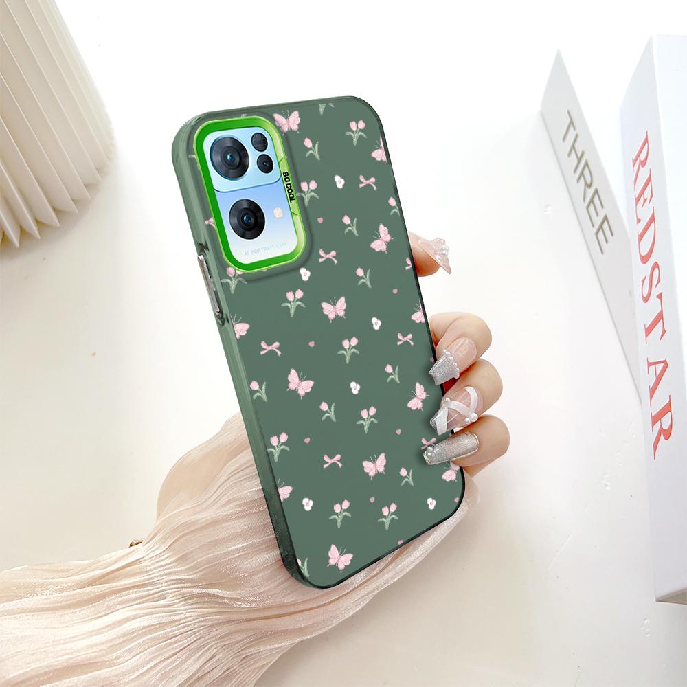 Painted Pattern Colorful Sliver Double Sided Hard Shell Shockproof Anti-fall Phone Casing for OnePlus OPPO Reno Realme