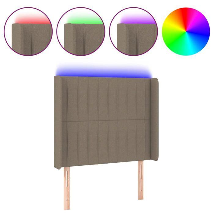 VidaXL Tête de Lit à LED Meuble de Chambre à Coucher Accessoire de Lit Simple Tête de Cadre de Lit Intérieur Taupe 3124280