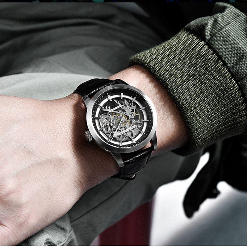 Pagani Design Luksus Automatisk Business Mekanisk Klokke Lær Skjelett Hul Klokke Vanntett Herre Mekanisk Klokke
