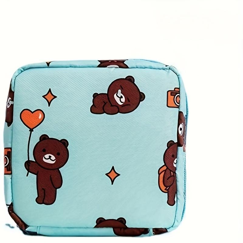 1pc Cute Cartoon Sanitary Pad Storage Pouch, Large Capacity Menstrual Pad Organizer Bag, Portable Travel Pouch for