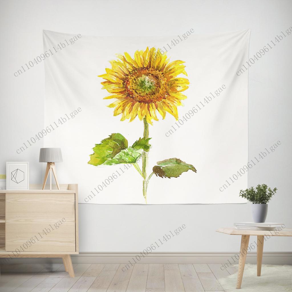 Sunflower Flower Tapestry Room Dormitory Bedside Decoration Photo Canvas Wall Tapestry Healing Style Wall Decoration