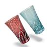 Takumibifu Dinner Luxe Kiriko Pair Glass Cup Long 8.6×14.8cm 400cc Ranbori Komon Sky Blue & Red Kog