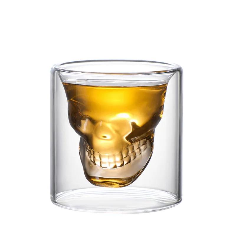 Crystal Skull Glass Cup – Double Layer Transparent Mug for Coffee, Whiskey, Wine, Beer