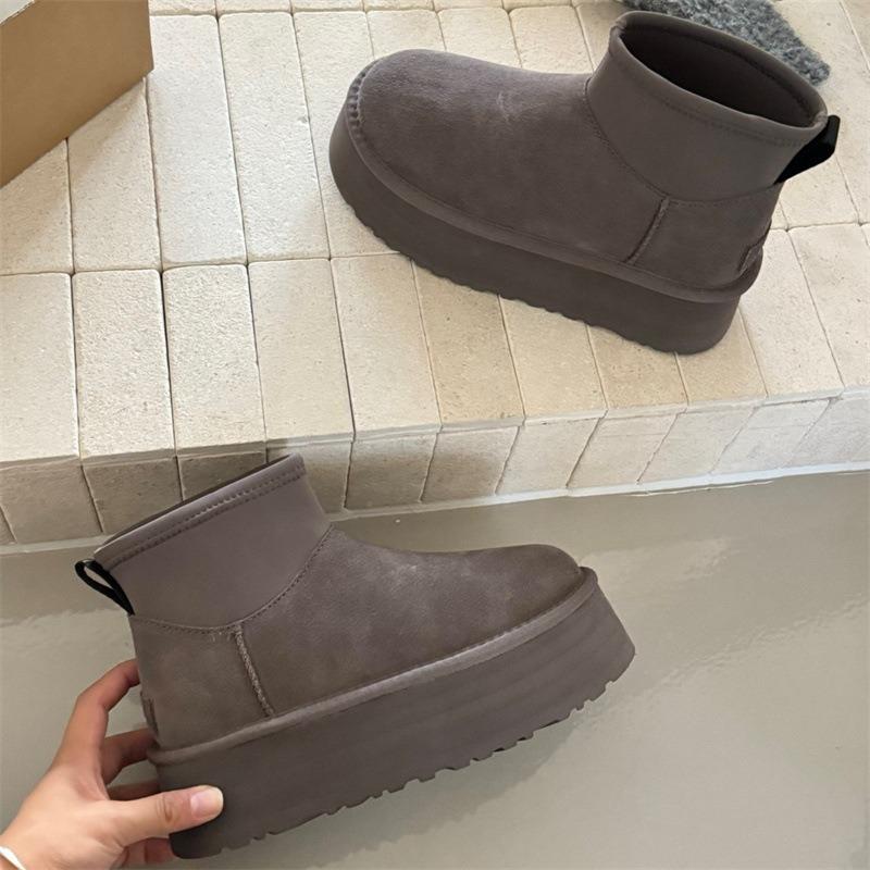 Snow boots thick-soled winter new deep low tube elastic boots wool heightening warm cotton shoes women's shoes