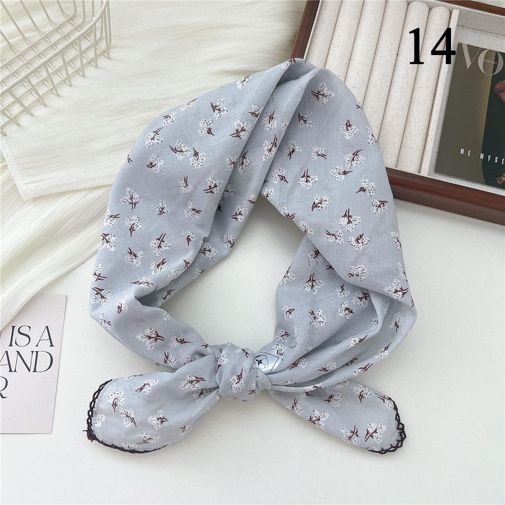 INS Baumwoll-Leinen Quadratisches Tuch Kirschblüten-Blumenmuster Halstuch Damen Foulard Kopftuch Damen Hijab Bandanas 68cm Quadratisches Tuch