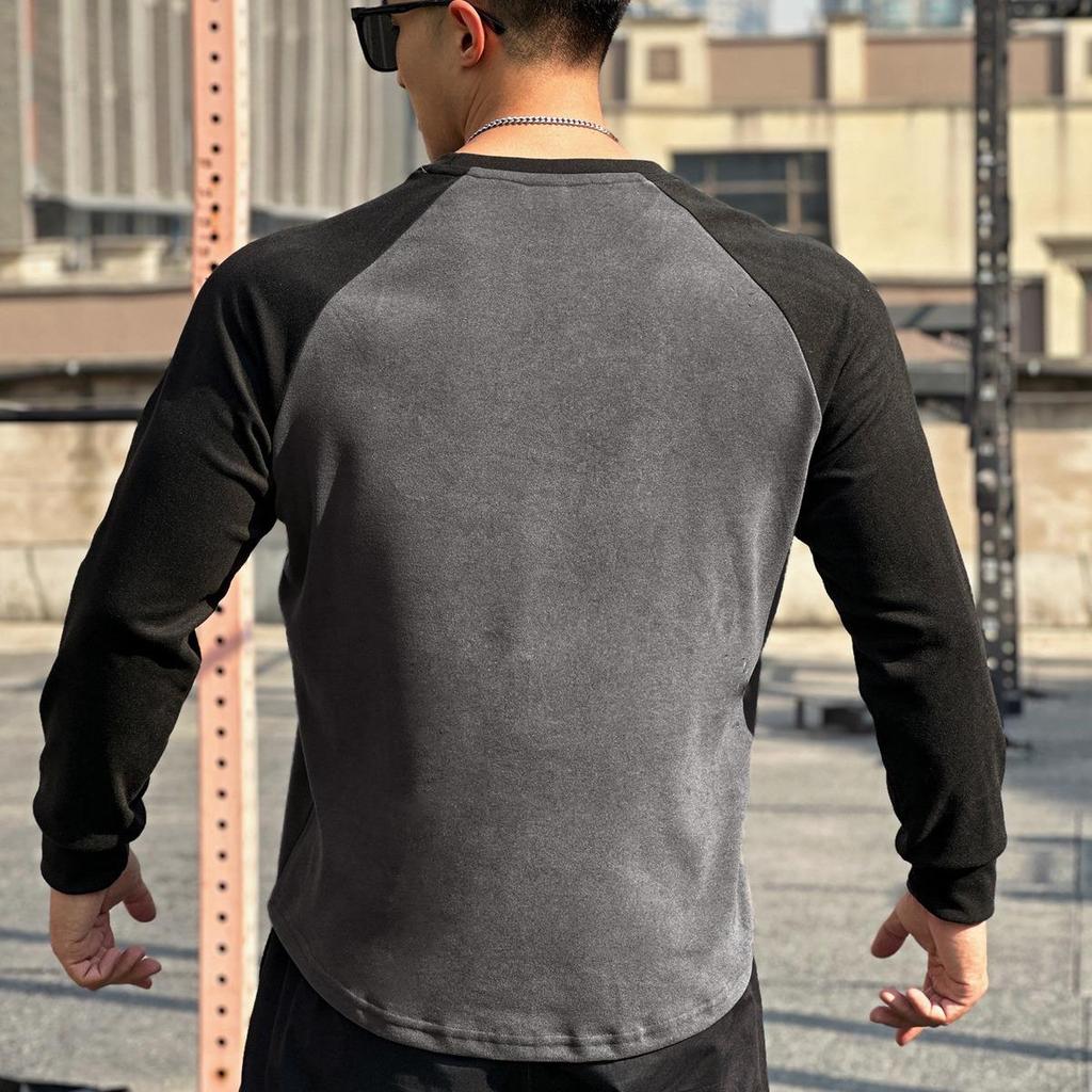 Autumn Sports Pullover: European Fit, Double-Sided Velvet, Long Sleeve for Running.