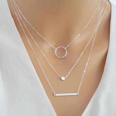C170 Nouveau Bijou Simple Combinaison Multi-Éléments Mode Polyvalent Ouverture Tige Métallique Collier