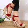 Fashion 2025 Summer Women's Wedged Sandals Ankle Straps Platform Roman Shoes Large Size High Heel Casual Ladies Sandals
