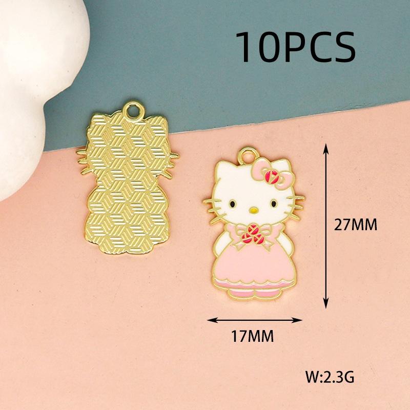 10PCS Alloy Cartoon Cat DIY Accessories Drip Oil Bag Clothing Keychain Jewelry Head Hand Rope Pendant Handmade Accessories