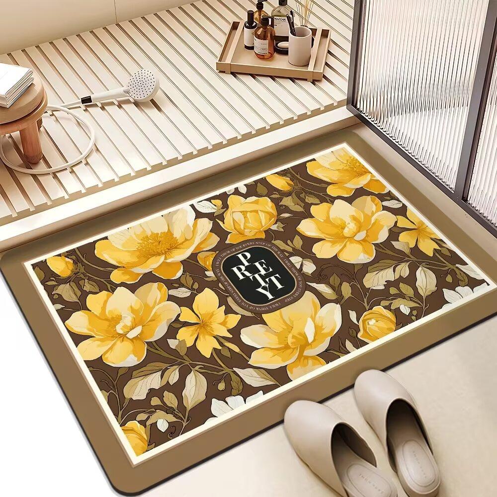 American Flower Light Luxury Advanced Sense Bathroom Absorbent Mat Dirty Non-slip Mat Toilet Quick Dry Good Care Door Mat
