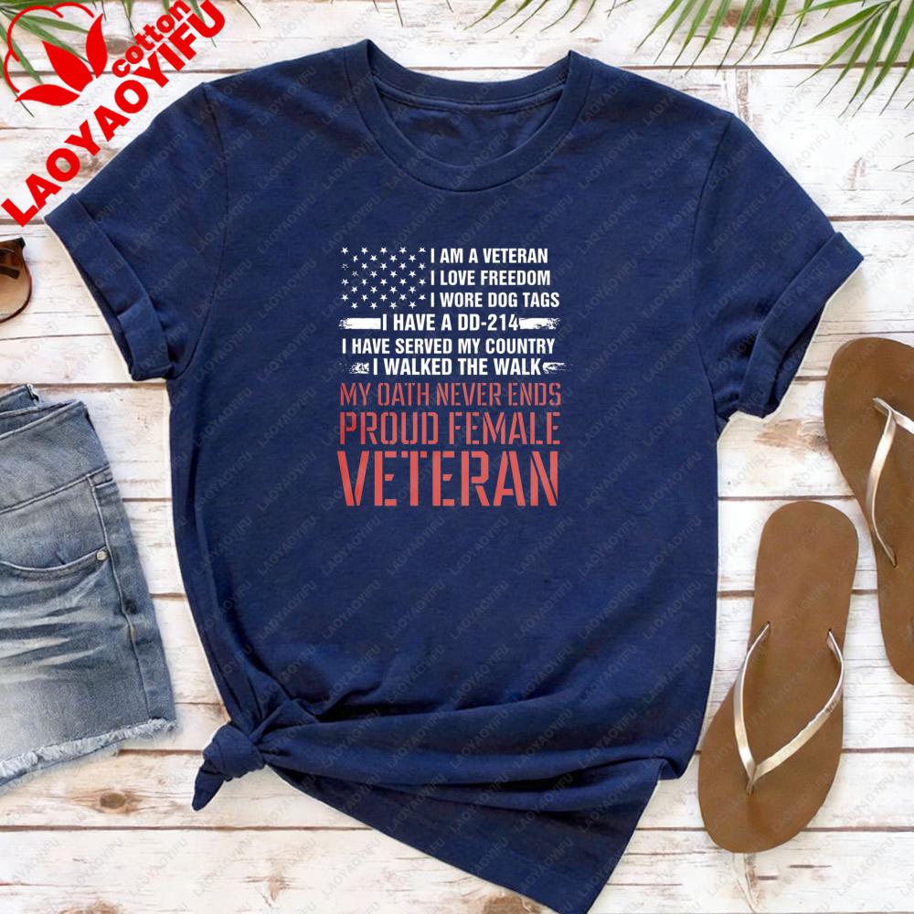 Proud FeUnisex Veteran Shirt Veteran Day Oneck Tshirt 4th of July Gift Veteran Women clothes Thank You Veterans Shirt