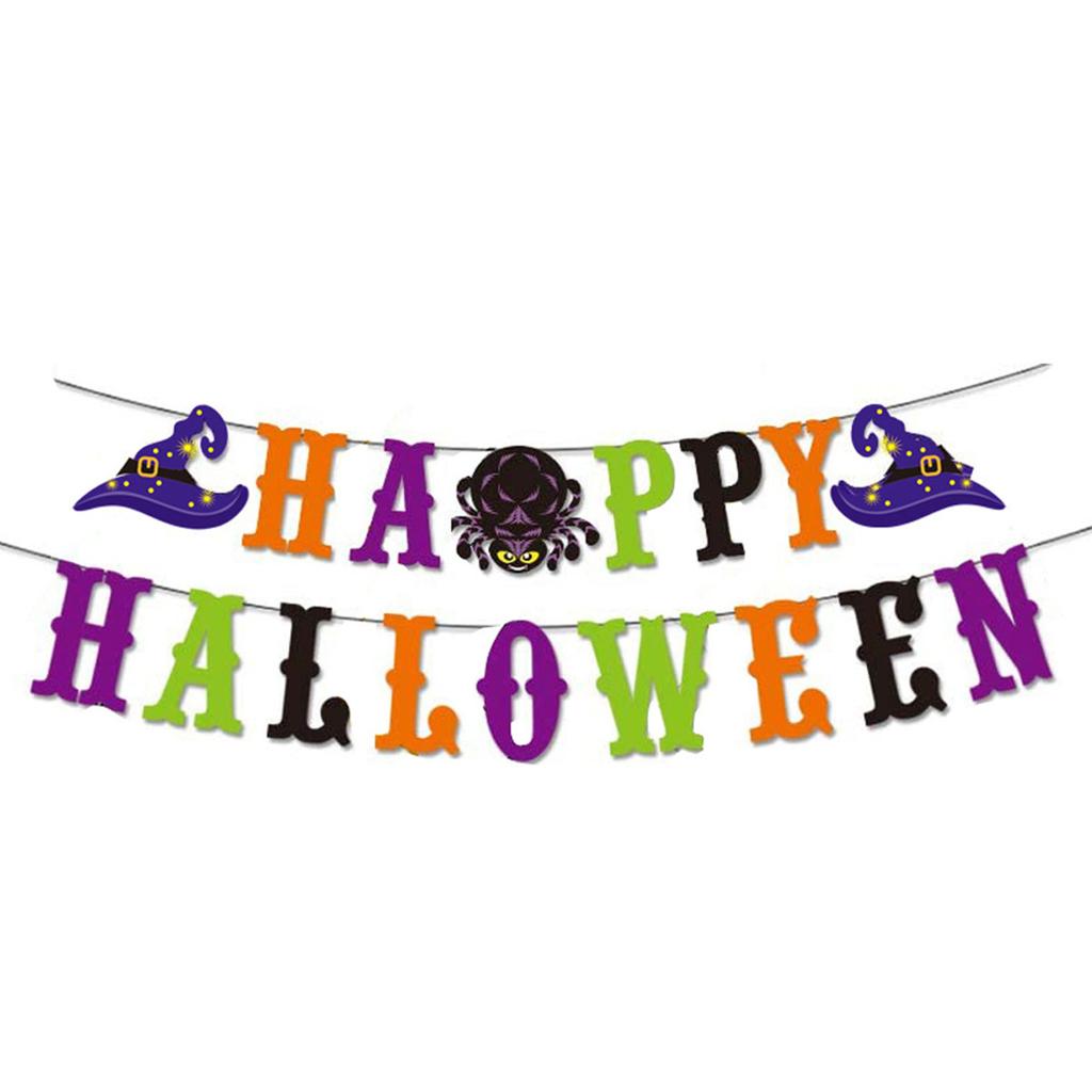 Halloween Ghost Festival Theme Decoration Flag Bar Shopping Mall Layout Cartoon Banner Latte Flower String