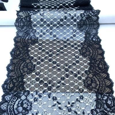 23.5cm Wide Black Stretch Spandex Lace, Elastic Mesh Lace Fabric for Lingerie, Bra, Underwear, Sewing & Crafting