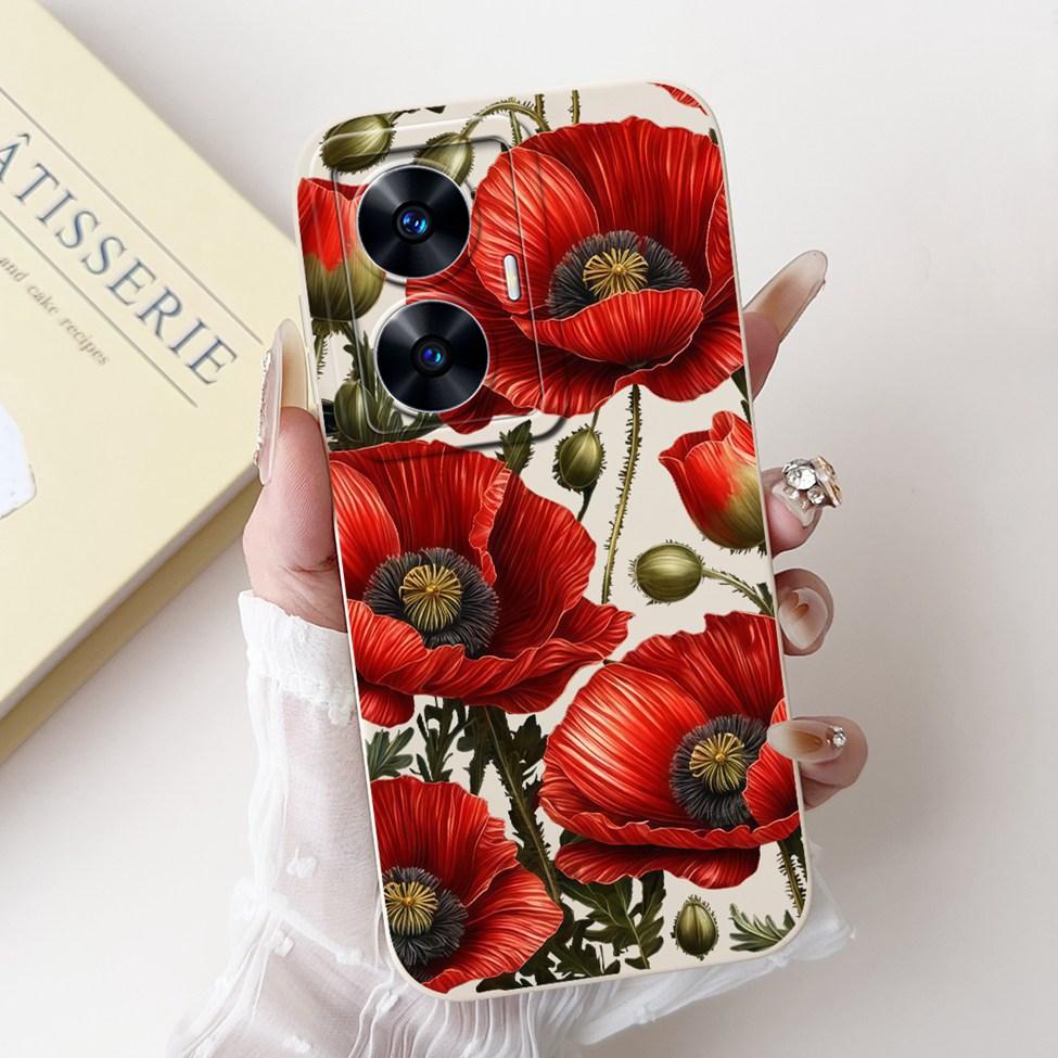 For Realme C55 Case RMX3710 Silicone Cute Cat Fashion Butterfly Flowers Love Painted Cover For Realme Narzo N55 Phone Case Funda